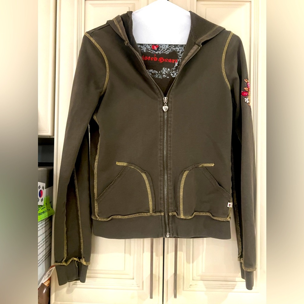 Vintage Twisted Heart Sweatshirt Jacket w Hoodie
